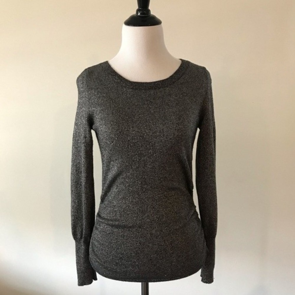 Banana Republic Italian Yarn Wool Cashmere Blend Metallic Ruched Sweater- PSmall